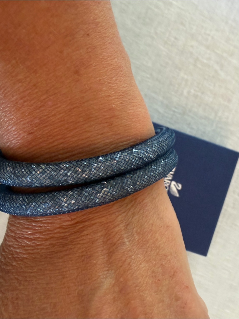 Swarovski Stardust Blue Crystal Mesh Double Wrap Bracelet